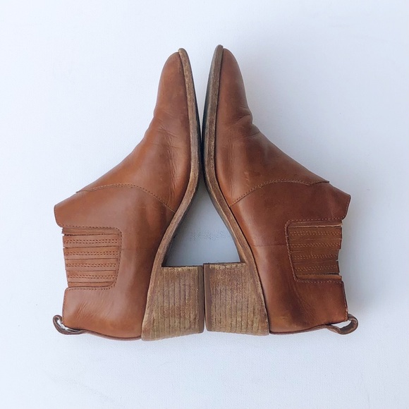 Madewell The Kelci Chelsea Boot Size 7 Cognac Brown Leather Heeled Ankle Booties - Picture 8 of 14